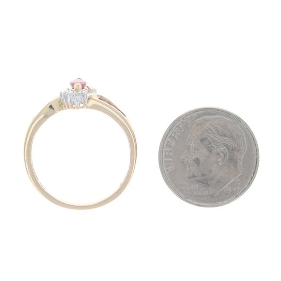 Yellow Gold Ruby Diamond Bypass Ring - 14k Marquise & Round 2.54ctw - Picture 5 of 7